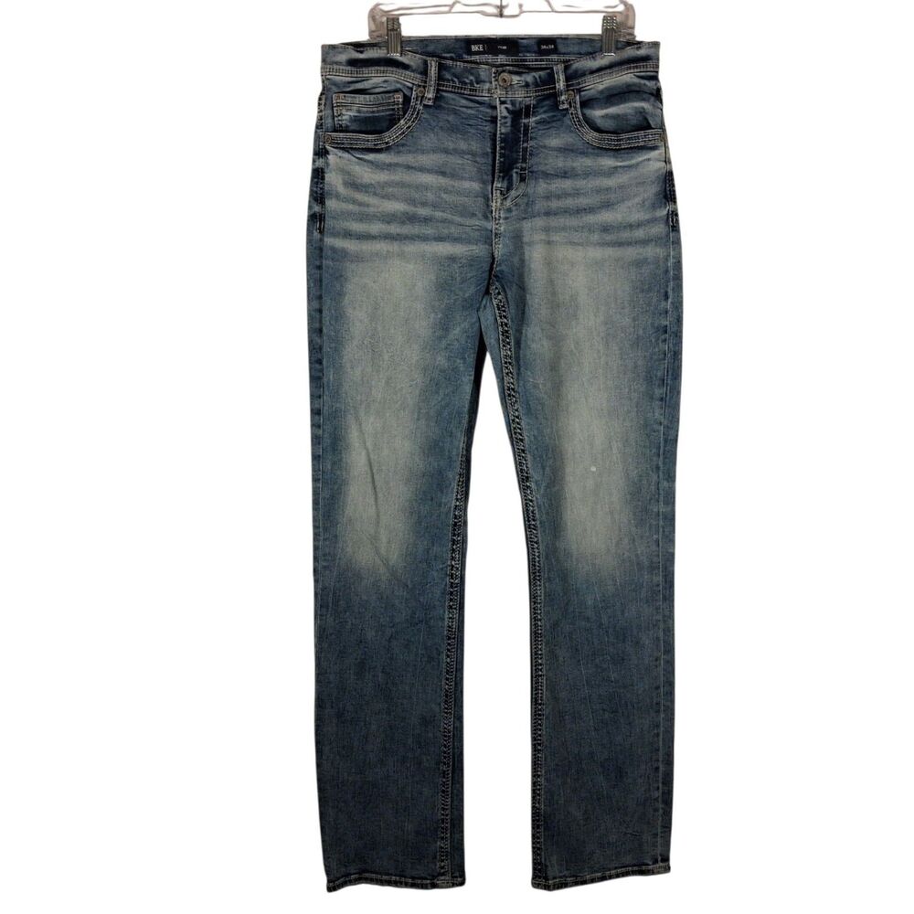 BKE Buckle tyler jeans mens 34x34 blue denim straight leg fit rock ABS23237